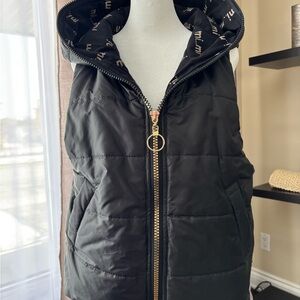 Black Puffer Vest with Gold Zipper
